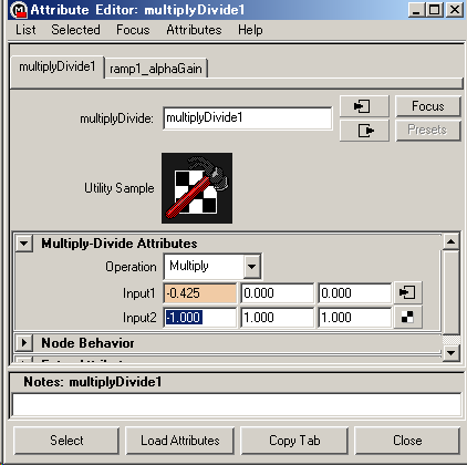 Multipe Divide の Attribute Editor