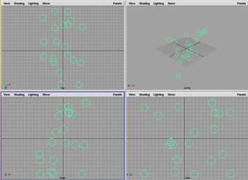 [makeParticle3(20, 7.0, 10.0, 13.0, 7) の実行結果]