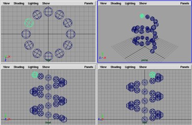 [spiralObjects1(5, 30)の実行結果]